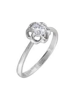 Золотое кольцо с воздушным кастом и бриллиантом