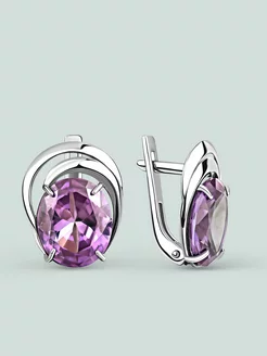 Серьги серебро женские украшения 925 с камнем корунд