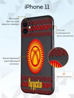 Чехол на iPhone 11 с принтом Флаг Кыргызстан