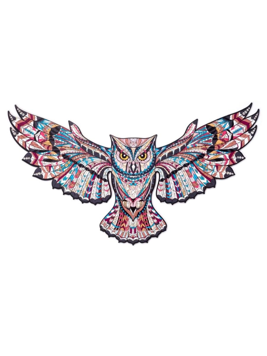 Сова с расправленными крыльями рисунок