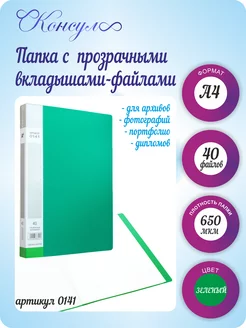 Папка канцелярская с 40 вкладышами-файлами (мультифорой)