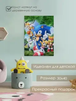 Картина на холсте 30х40 с подрамником Соник Sonic