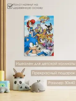 Картина на холсте 30х40 с подрамником Соник Sonic