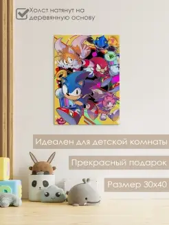 Картина на холсте 30х40 с подрамником Соник Sonic