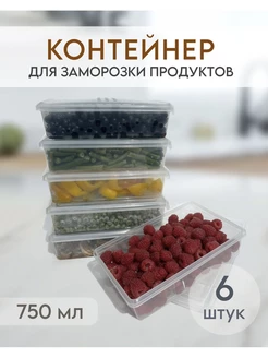 Контейнер для заморозки и хранения продуктов 750 мл, 6 шт