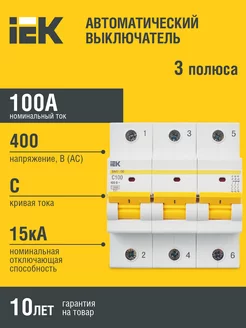 Авт. выкл. ВА47-150 3Р 100А 15кА х-ка C