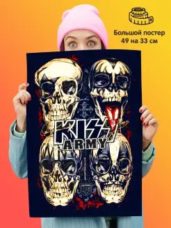 Постер плакат 49х33 рок группа Kiss