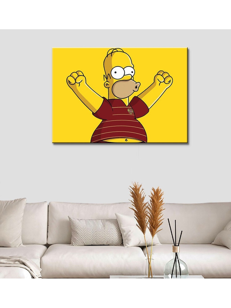 Картина из симпсонов над диваном