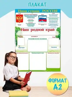 Плакат патриотичный Россия детям для школы и детского сада