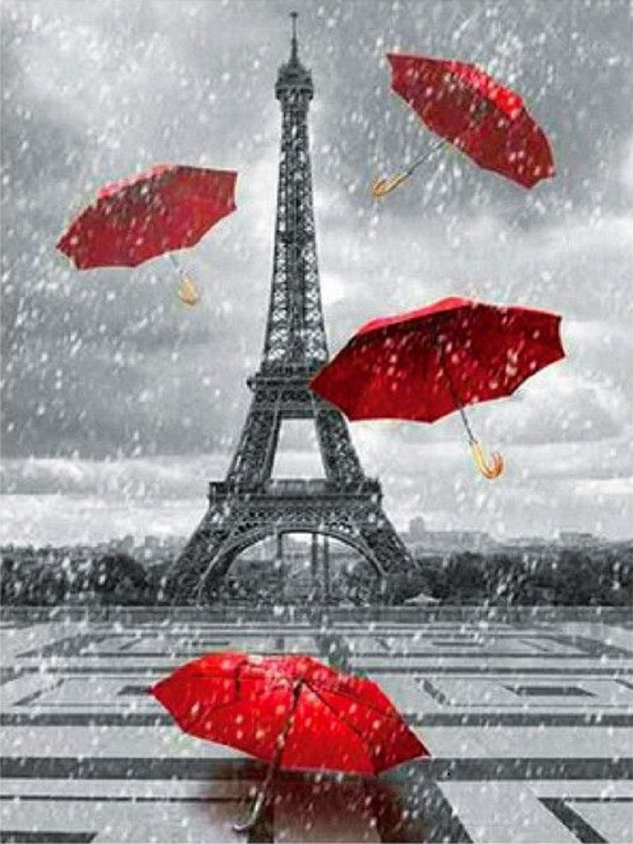 красный зонт в париже