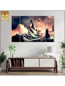 Картина модульная на холсте The girl and the boats 150х100