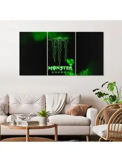 Картина модульная на холсте Monster energy ЭНЕРГЕТИК 180х100