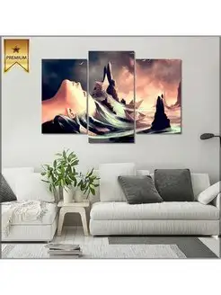 Картина модульная на холсте The girl and the boats 90x60