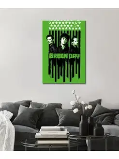 Картина на холсте Green Day звезды 50х70