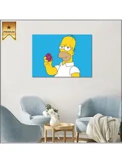 Картина на холсте Симпсоны Simpsons Гомер и пончик 30х40