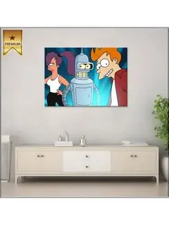 Картина на холсте Футурама Futurama Лила Фрай и Бендер 30х40