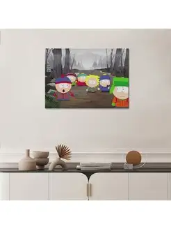 Картина на холсте Южный парк South Park Мрачный лес 30х40