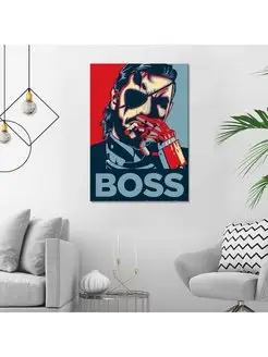 Картина на холсте metal gear big boss poster 60х80