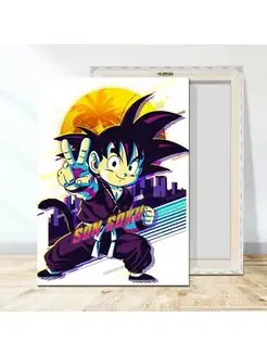 Картина на холсте son goku dragonball retro wave 50х70