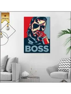 Картина на холсте metal gear big boss poster 50х70