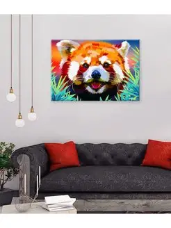 Картина на холсте Red Panda Bamboo 60х80