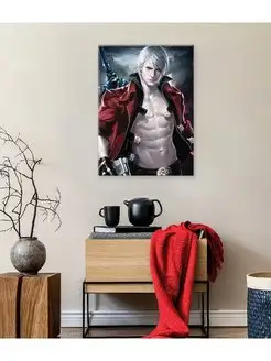 Картина на холсте Данте в плаще Devil may cry 60х80