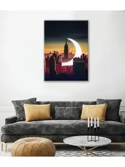 Картина на холсте Луна в Нью-Йорке - Moon in New York 60х80