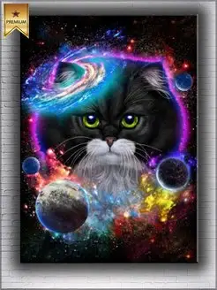 Картина на холсте Cat in Galaxy Space Cosmos 50х70