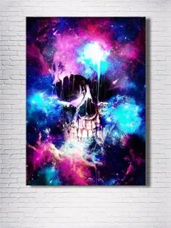 Картина на холсте Space Skull Космический череп 50х70