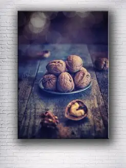 Картина на холсте Walnuts on wood table 50х70