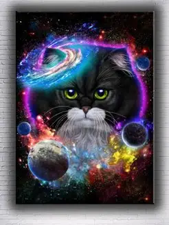 Картина на холсте Cat in Galaxy Space Cosmos 20х30