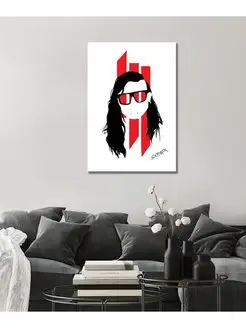 Картина на холсте Skrillex красные очки 40х60