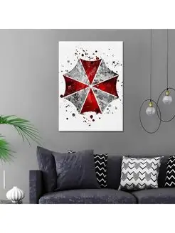 Картина на холсте Umbrella resident evil logo 40х60