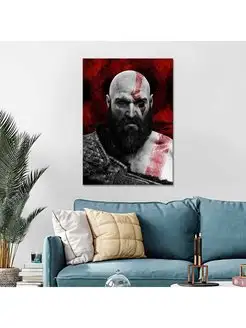 Картина на холсте Кратос Бог войны god of war арт 30х40