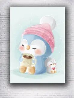 Картина на холсте Cute penguin 30х40