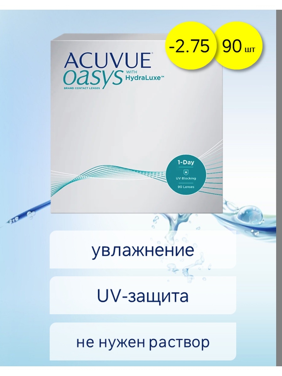 Линзы acuvue max 1 day. Acuvue Oasys® 1-Day с технологией Hydraluxe. 1-Day Acuvue Oasys with Hydraluxe 90 шт. Линзы Acuvue Oasys 1-Day with Hydraluxe. Линза контактная Acuvue Oasys with Hydraluxe BC=8,5 -2,75 №30.