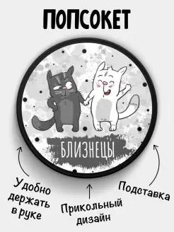 Попсокет для телефона Знаки зодиака коты Близнецы