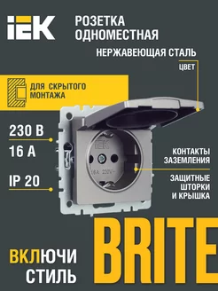 Розетка одноместная с з к с з ш и кр. 16А РСбш10-3-БрС