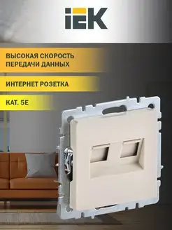 Розетка компьютерная двойная RJ45 кат.5E РК10-2-БрКр