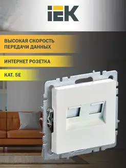 Розетка компьютерная двойная кат.5E RJ45 РК10-2-БрЖ