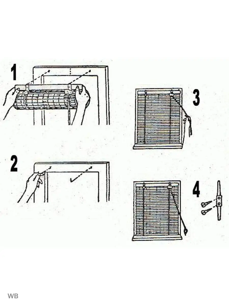 Механизм бамбуковой рулонной шторы схема