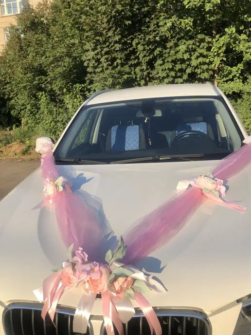 Бант из фатина или украшения машины на свадьбу Car decorations for a wedding Tulle bow Flowers