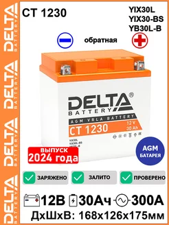 Мото аккумулятор Delta CT 1230 12V 30Ah YIX30L-BS