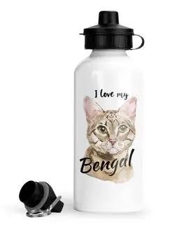 Бутылка для воды спортивная Кошки I love my Bengal