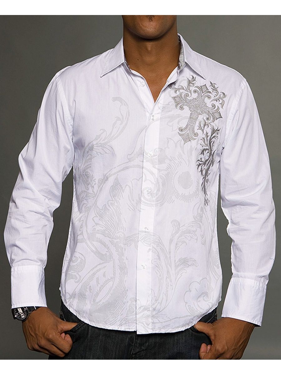 Белая рубашка мужская на выпуск
