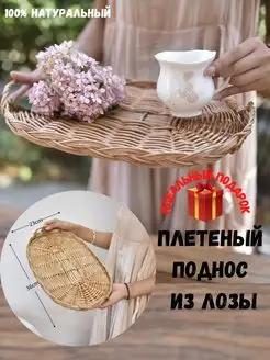 Плетеный поднос из лозы,поднос из ротанг