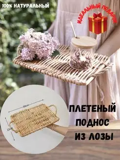 Плетеный поднос из лозы,поднос из ротанг