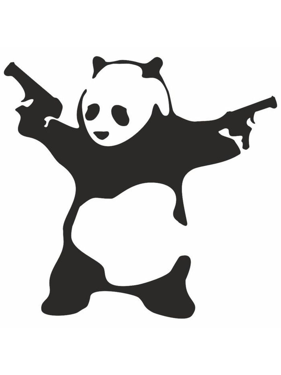 Панда с пистолетами наклейка
