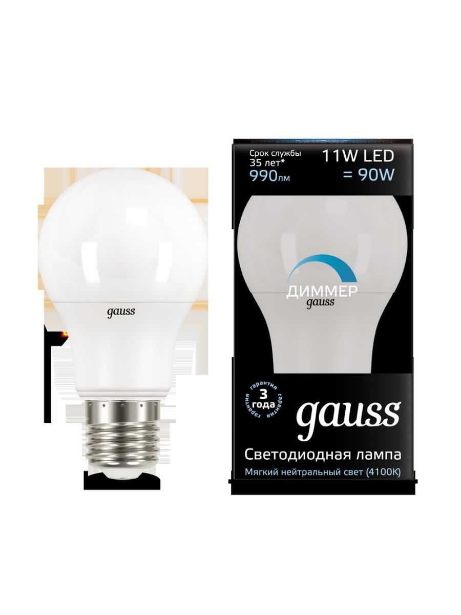 Лампа 4100к. Лампа светодиодная Gauss 102502211-d, e27, a60, 11вт. Лампа led Gauss Dimmable. Светодиодная лампа Gauss led e27/7w Dimmable. Лампочка Gauss 11w.