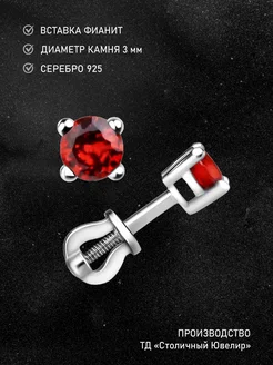 Серьги гвоздики серебряные 925